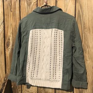 Olive Jacket with Knit Back